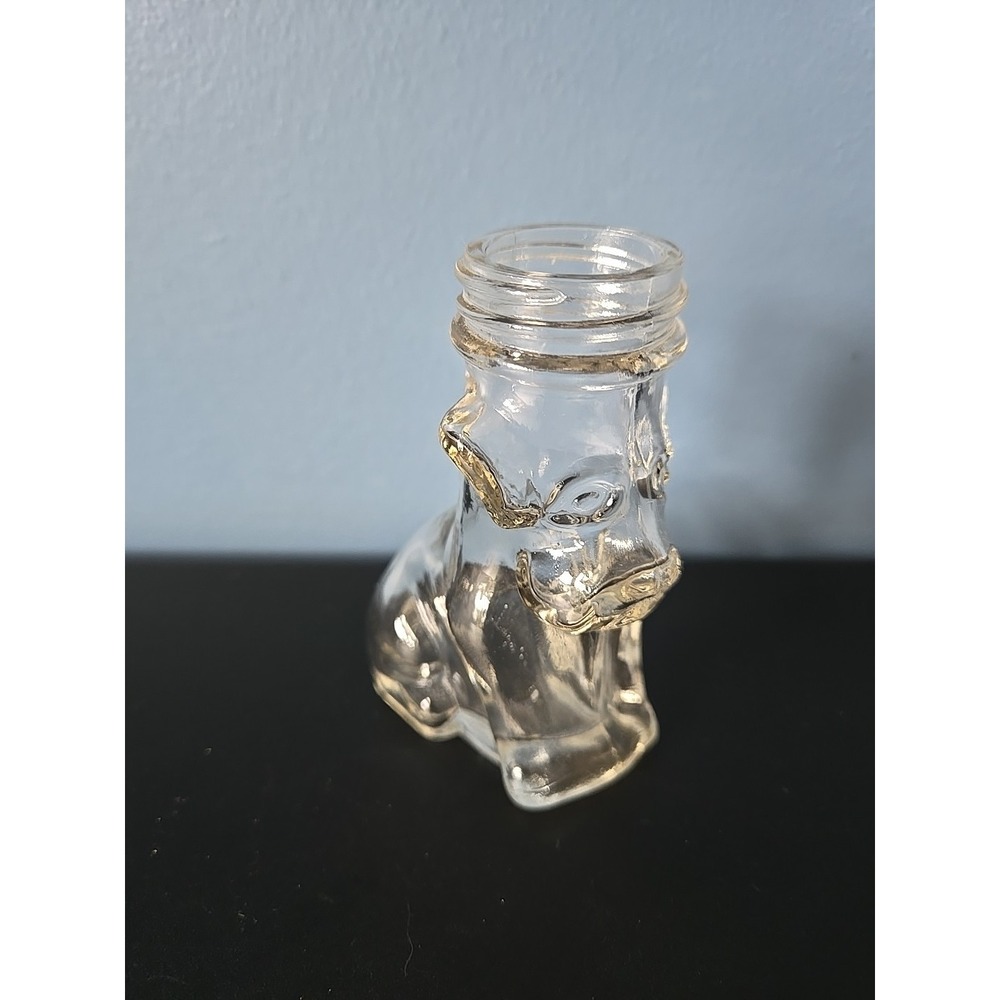 vintage glass Figural clear dog puppy‎ shaped candy jar bottle container No lid